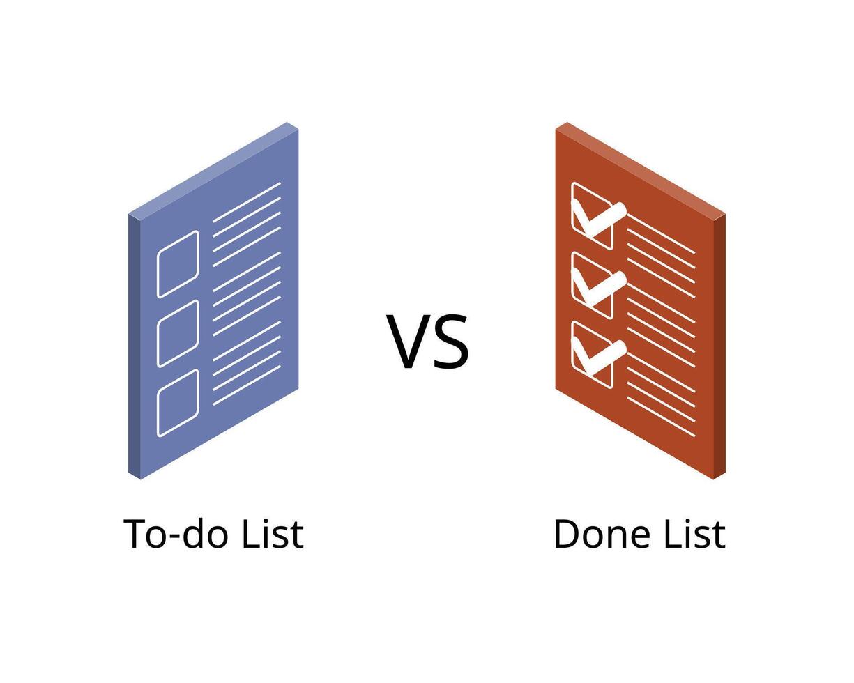 To do list compare with done list for productivity tool vector