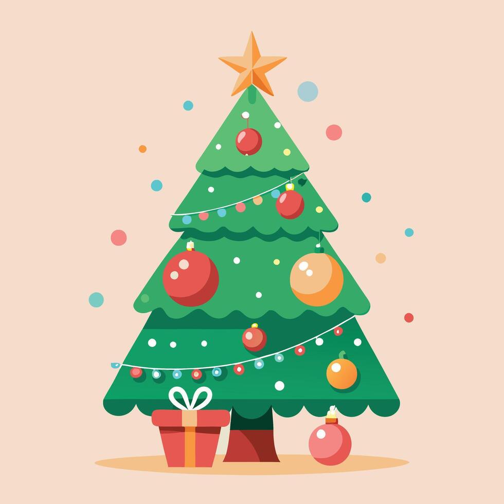 Decorated Christmas Tree Illustration vector