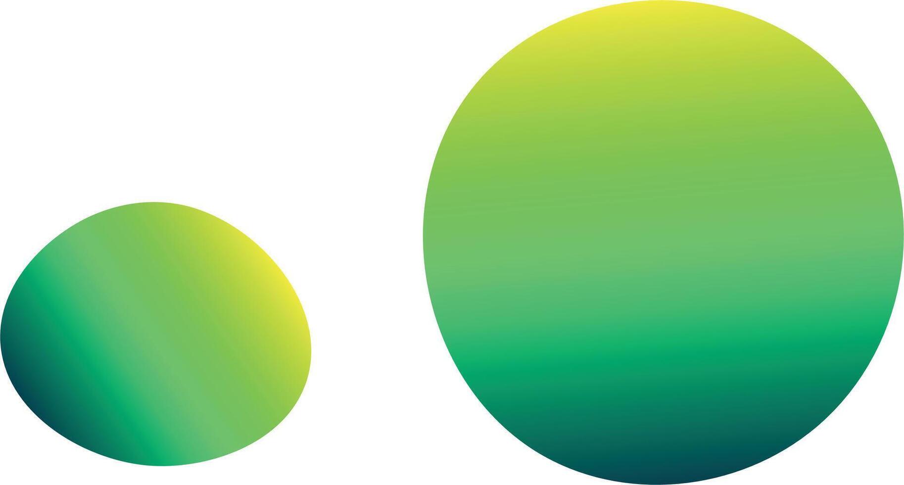 Two green-to-yellow gradient circles in different sizes, with a vibrant and minimal abstract design on a white background. vector