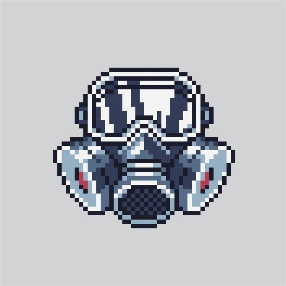 Pixel art illustration Firefighter Mask. Pixelated Fire Mask. Red Firefighter Mask icon pixelated for the pixel art game and icon for website and game. old school retro. vector