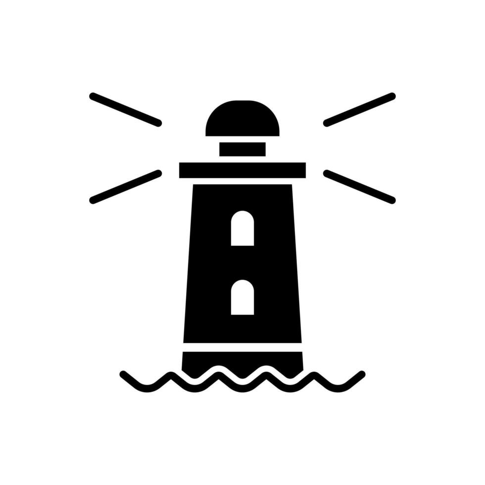 A black and white illustration of a lighthouse vector