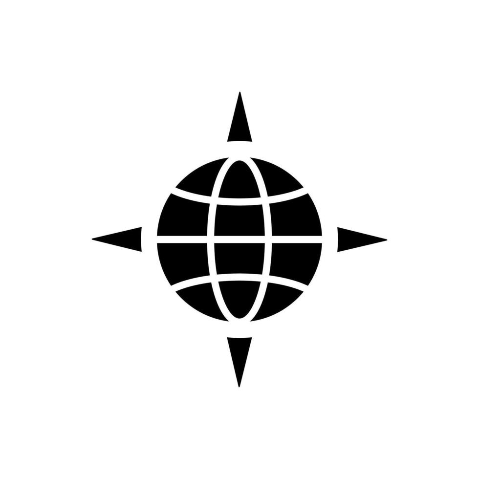 A black and white globe icon on a white background vector