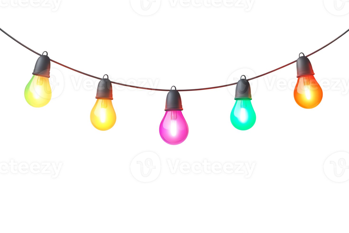 Colorful string lights hanging, perfect for festive occasions, celebrations, and outdoor gatherings. png