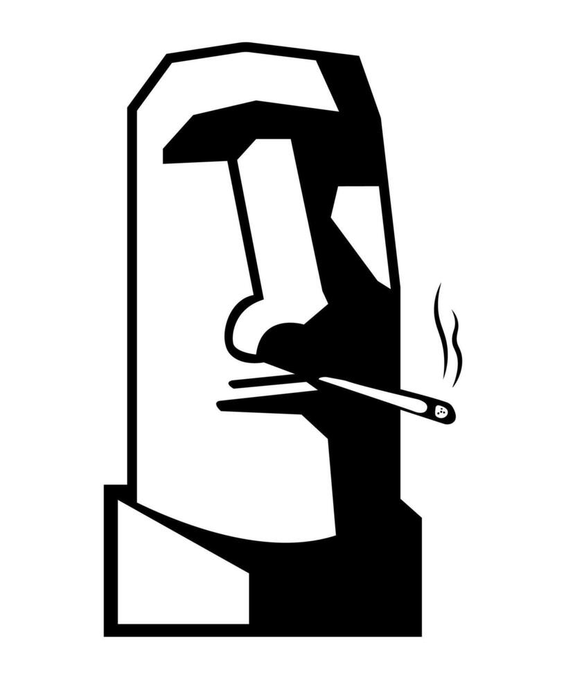silhouette illustration of smoking stone statue. vintage man face icon. vector