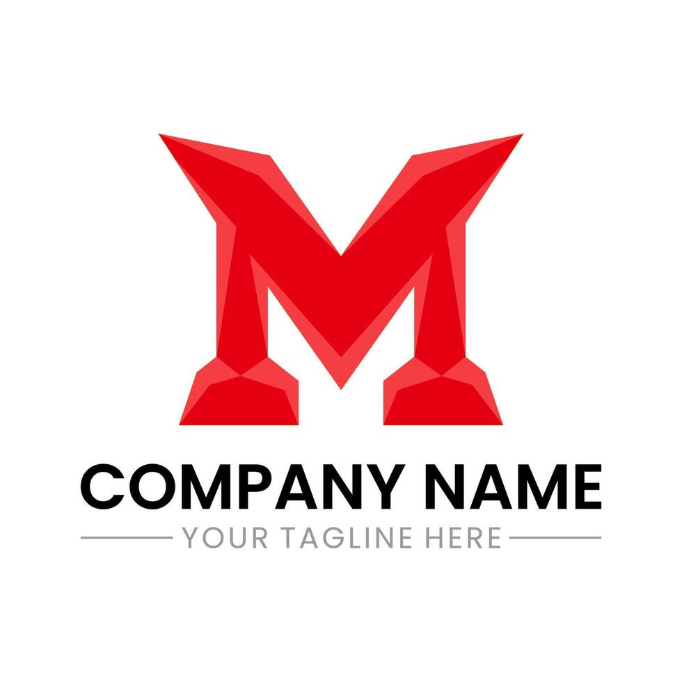Modern letter M logo in bright red color vector