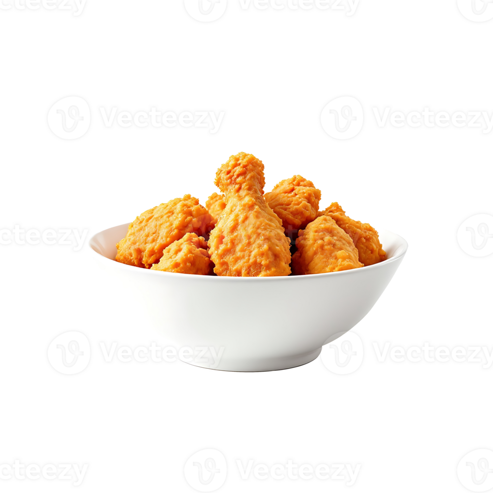 Golden Fried Chicken on a Plate, Crispy, Juicy, and Perfectly Seasoned, Served with Garnish for a Tempting Feast png