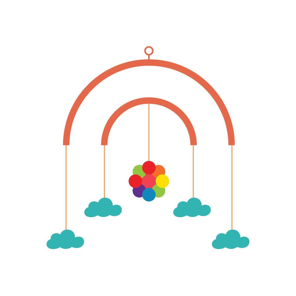 Illustration baby toy hanging cloud unique design with blank background vector