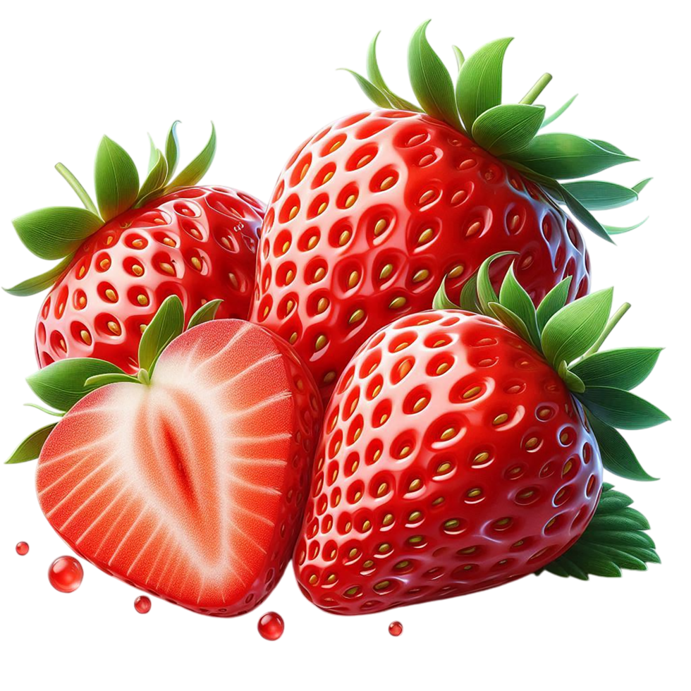 Bunch of Fresh Strawberries with Glossy Red Skin png