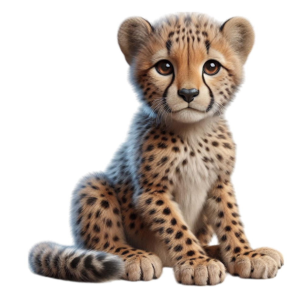 Cute Cheetah Cub in a Relaxed Pose png