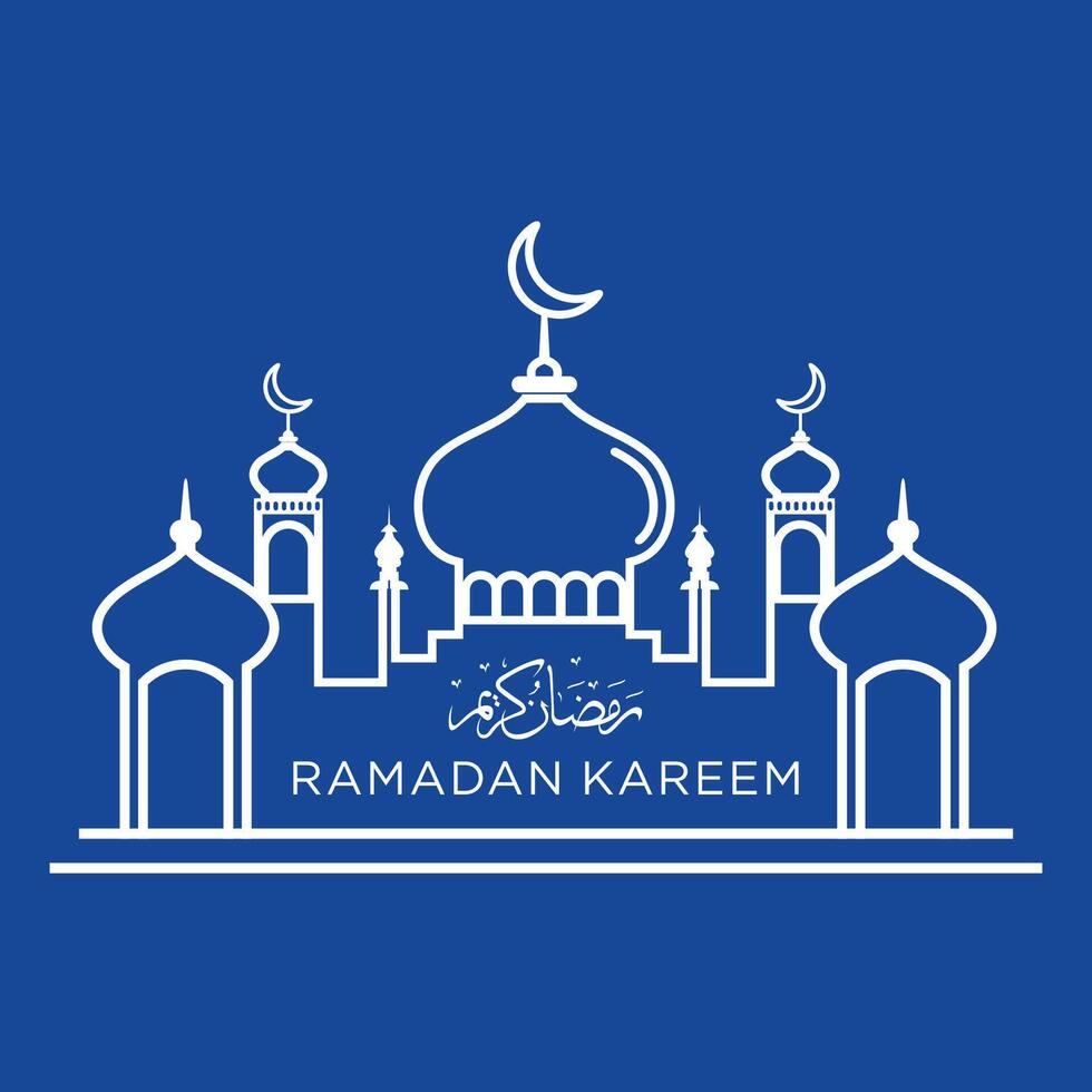 Creative illustration of a Mosque in line style. Ramadan Kareem background. Ramadan Kareem celebration. vector