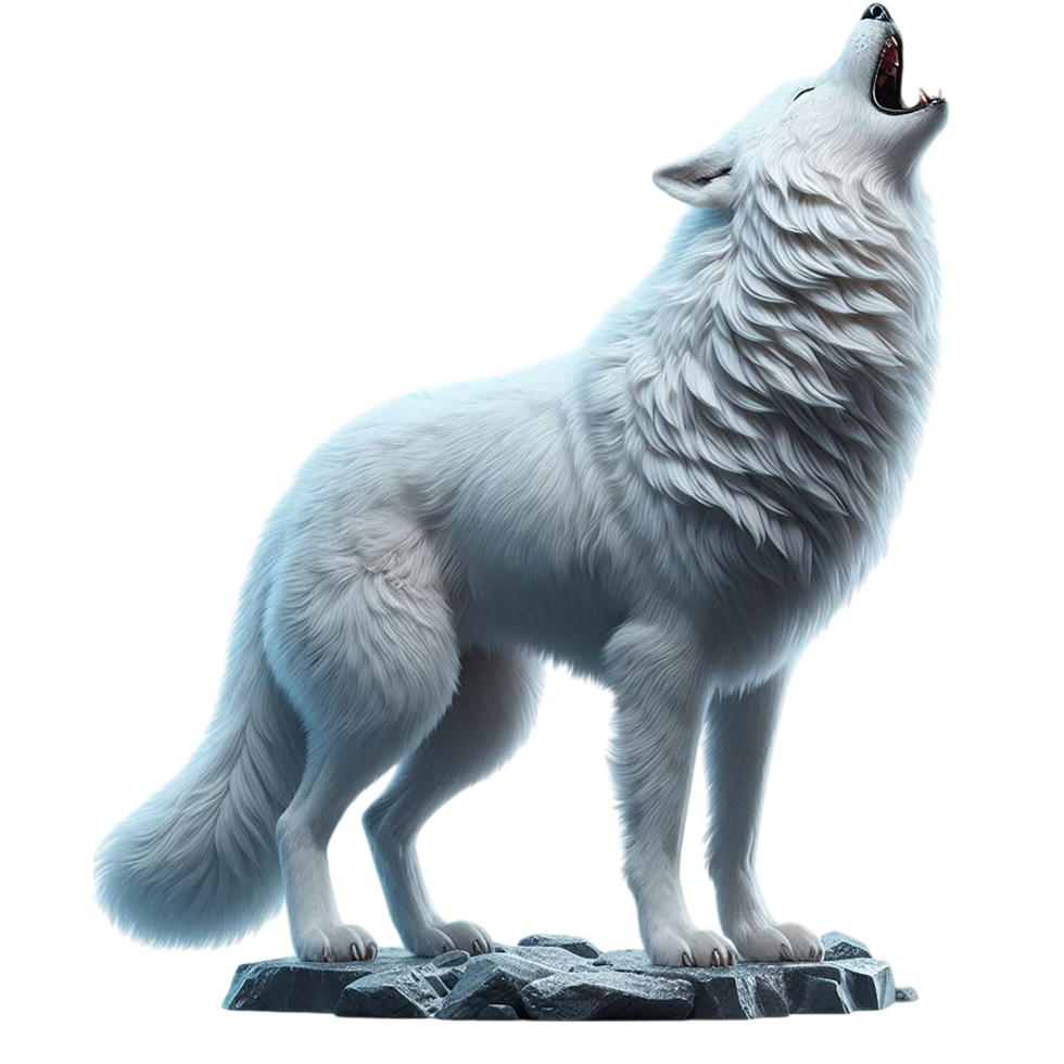Howling Wolf with Gray Fur in the Snow png