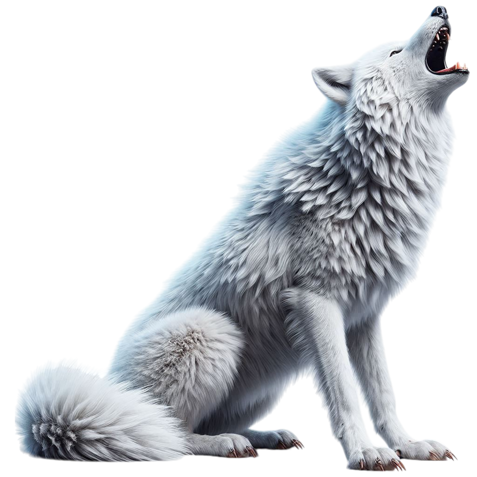 Gray Wolf Sitting in Snowy Landscape png