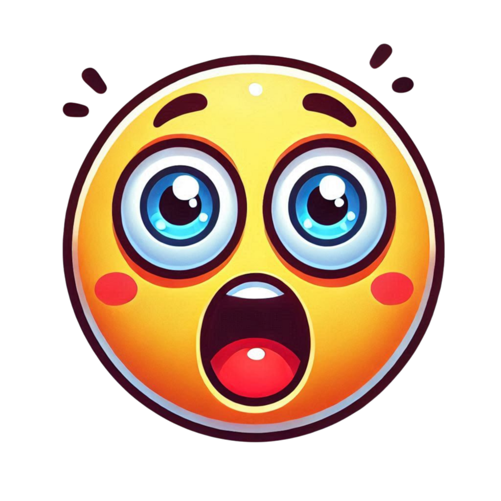 cartoon emoticion with big eyes and mouth png