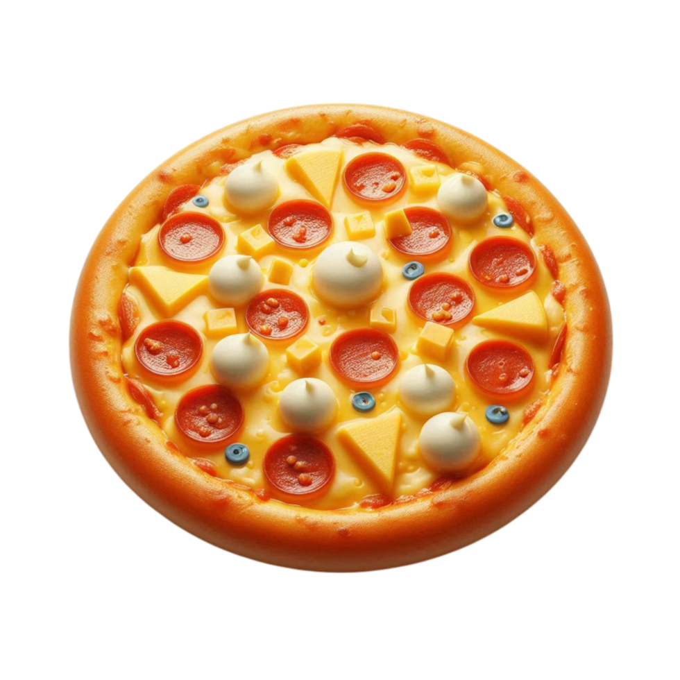 a pizza with cheese and pepperoni on it png