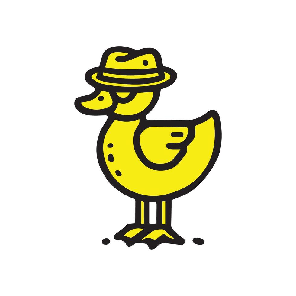 Cool duck with hat line icon. Simple duck concept logo vector