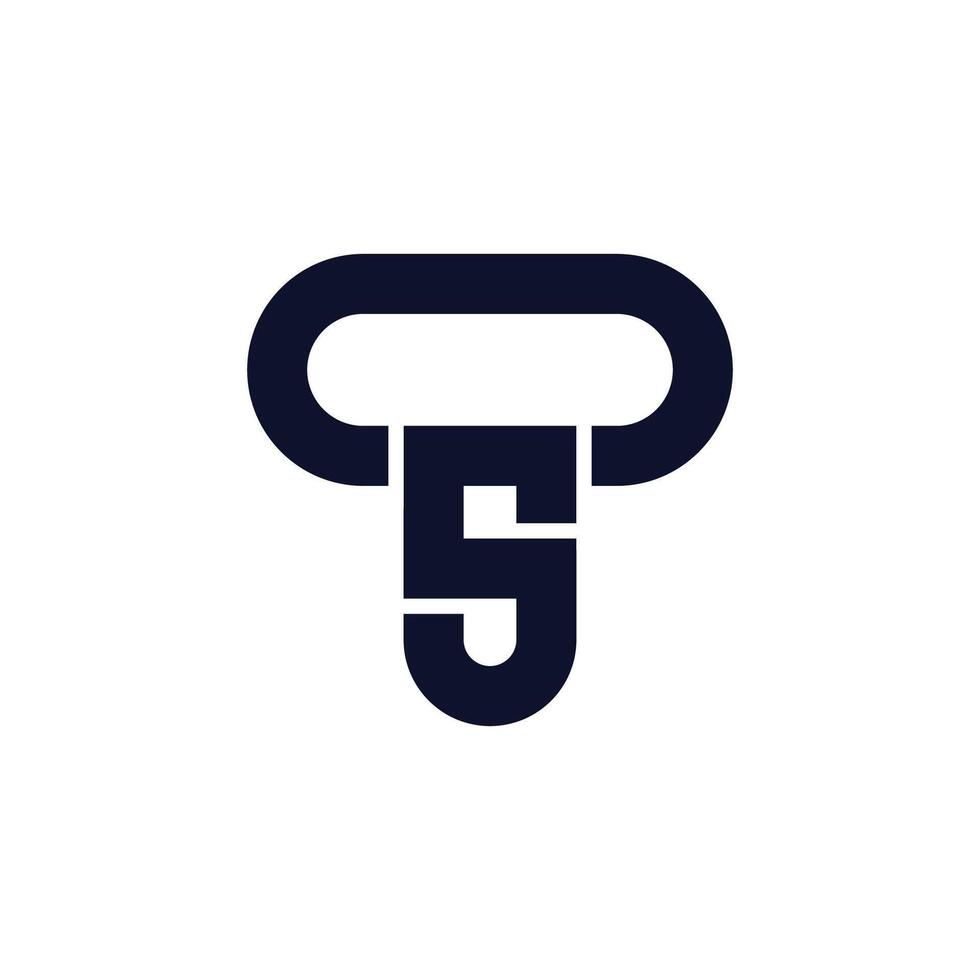 letter ts simple linear geometric logo vector