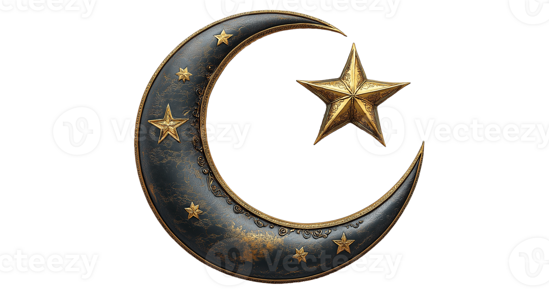 Crescent Moon and Star for Ramadan Banner, islamic concept, Isolated on Transparent png
