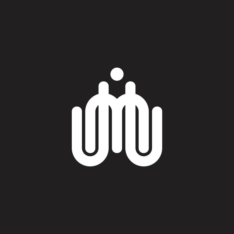 letter m u i linked lines simple logo vector