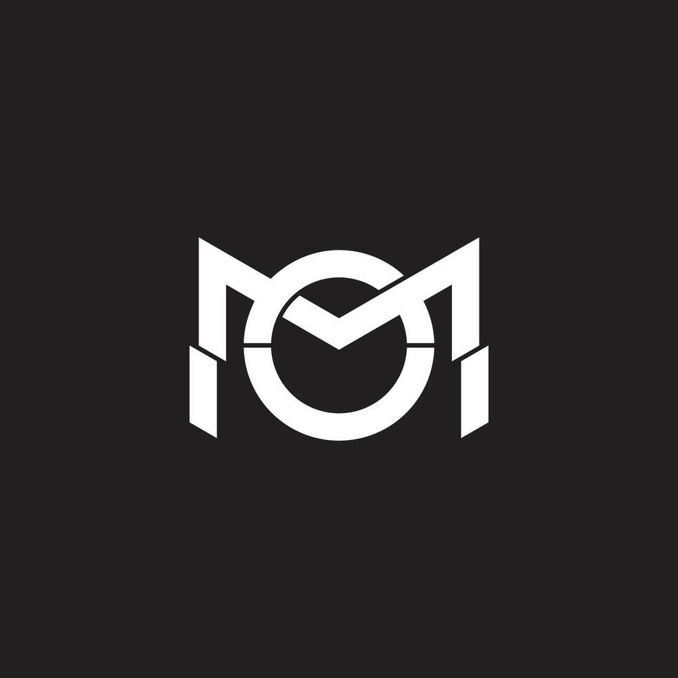 letters mo linked grunge broken simple logo vector