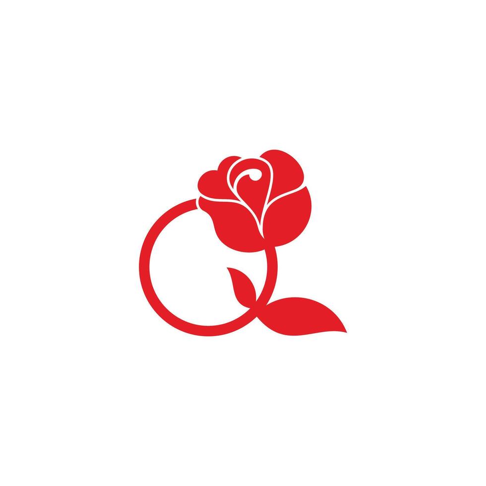red rose circle ring beauty simple geometric logo vector