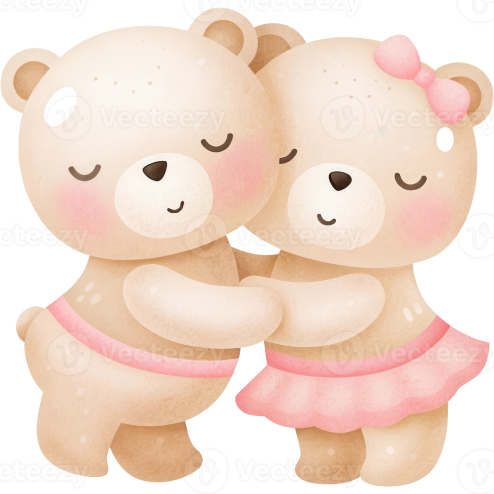 Cute couple bears hugging, expressing love and friendship png