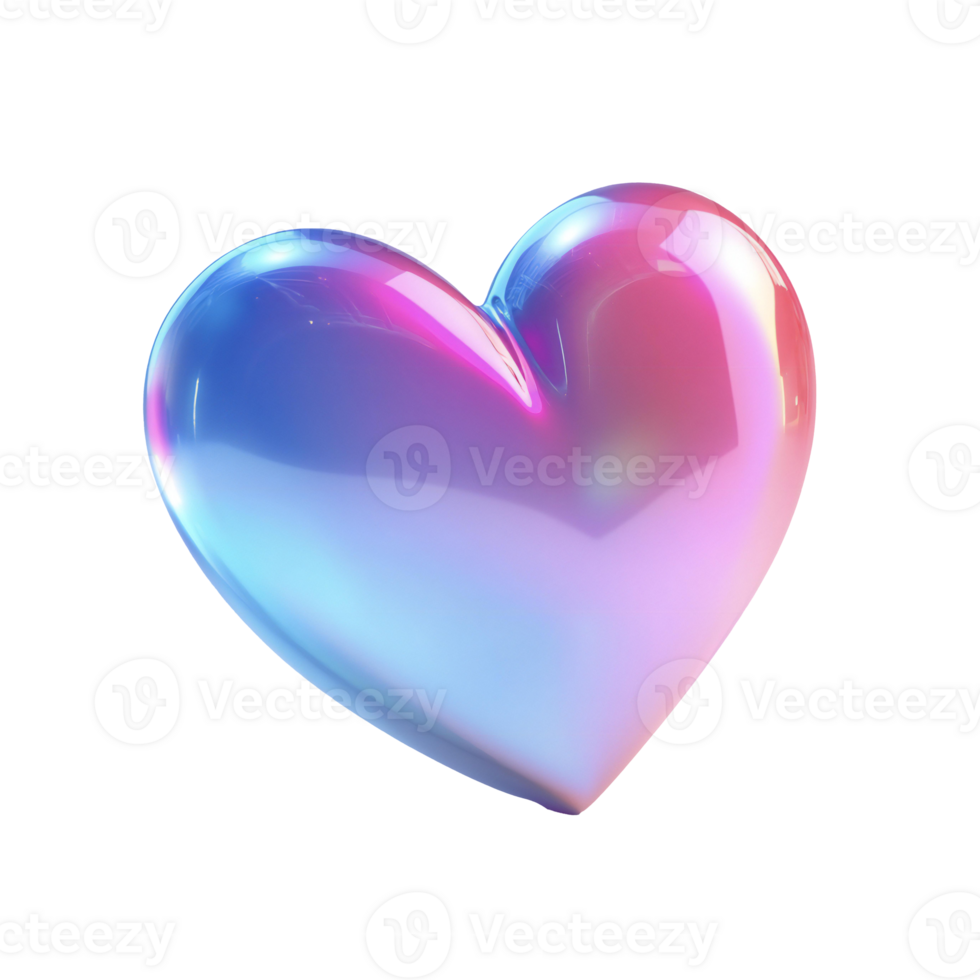 3d rendering of a shiny heart on a transparent background png