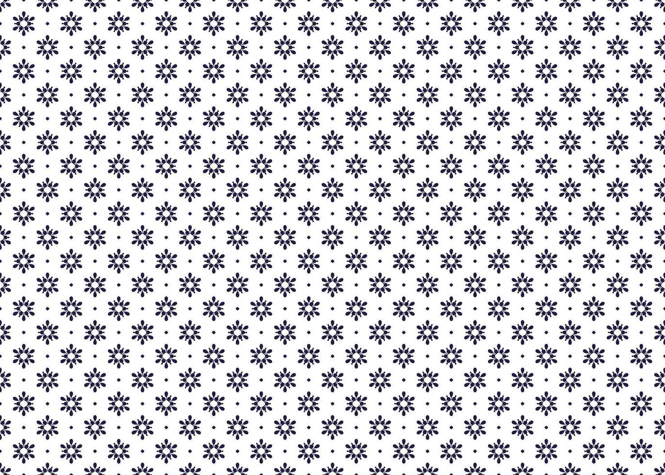 dark blue symbol floral on White background, ethnic fabric seamless pattern, design for cloth, carpet, batik, wallpaper, wrapping etc. vector