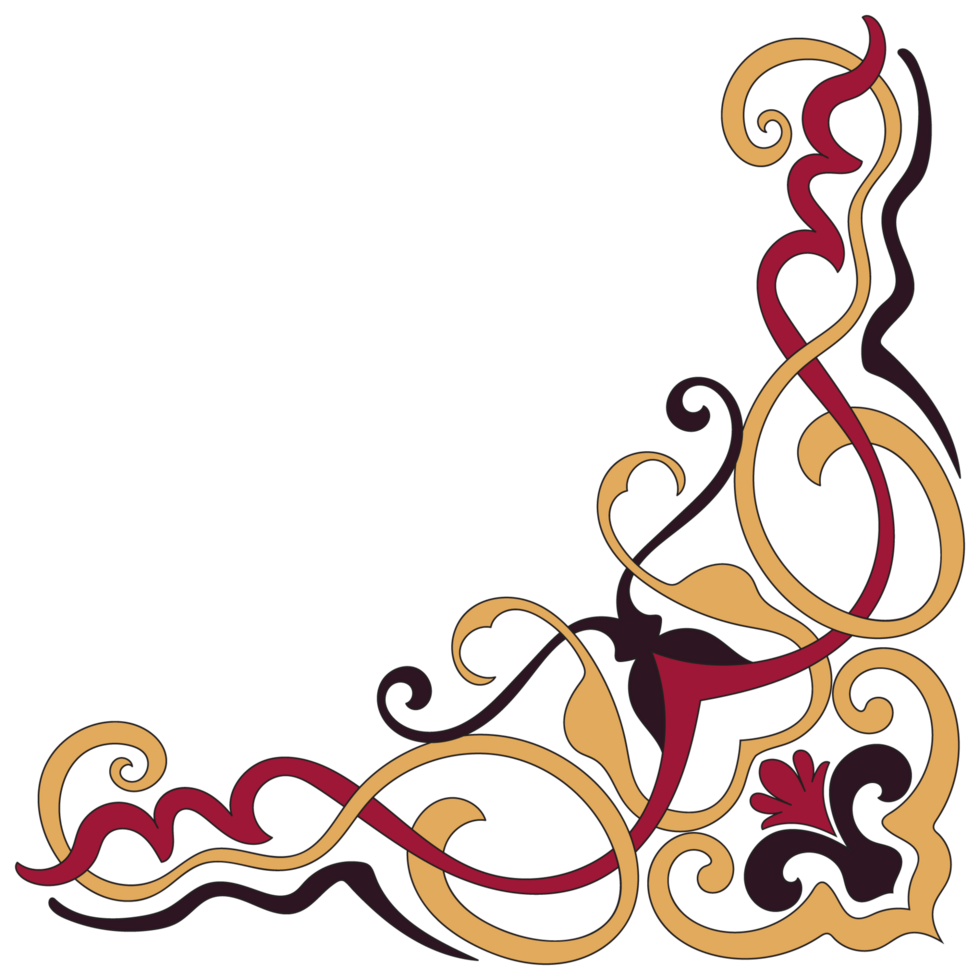 Rolled wood corner Abstract line corner Frame Red and yellow corner png