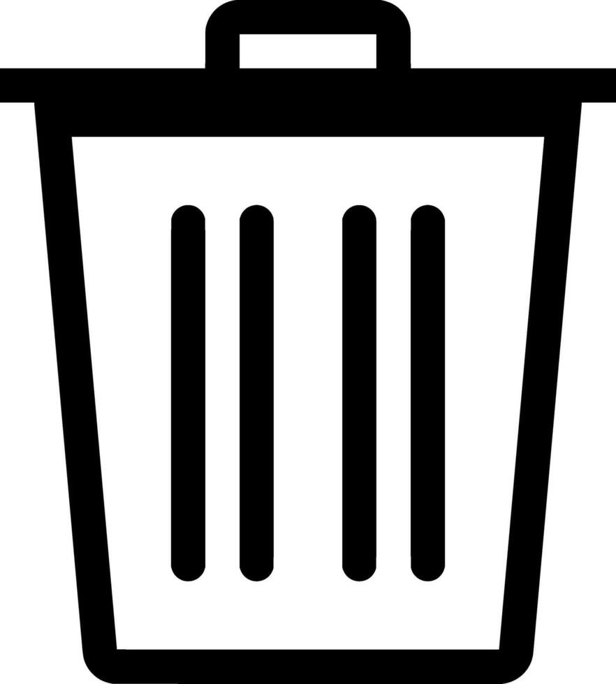 Sleek Black and White Trash Bin Icon for User Interface and Web Design, Suitable for Digital Application Layouts vector