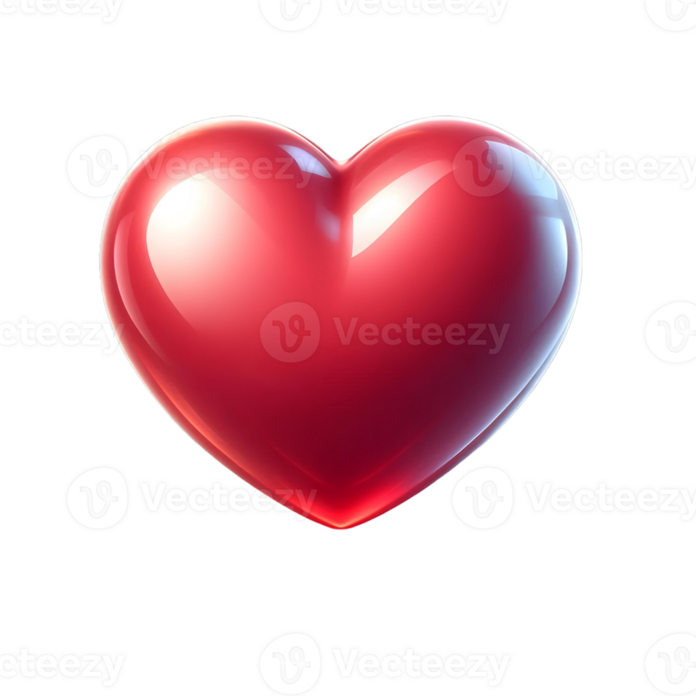 Red heart realistic 3d rendered transparent background png