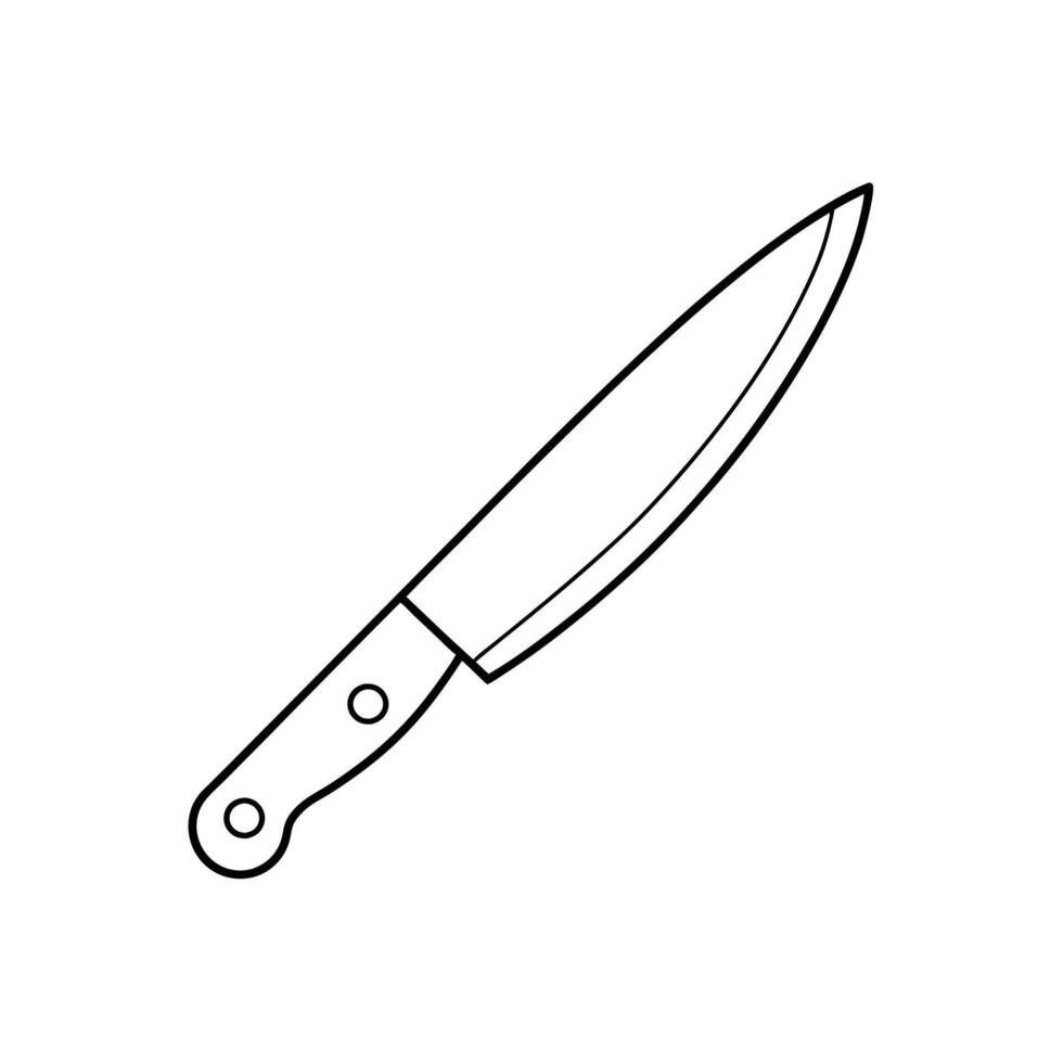 A knife is shown in a line drawing vector