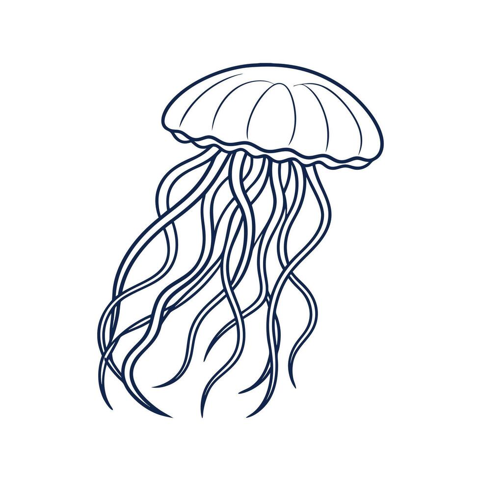 Floating Jellyfish in Minimalist Lines vector
