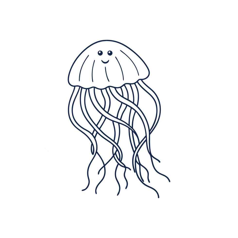 Artistic Line Drawing of Jellyfish vector