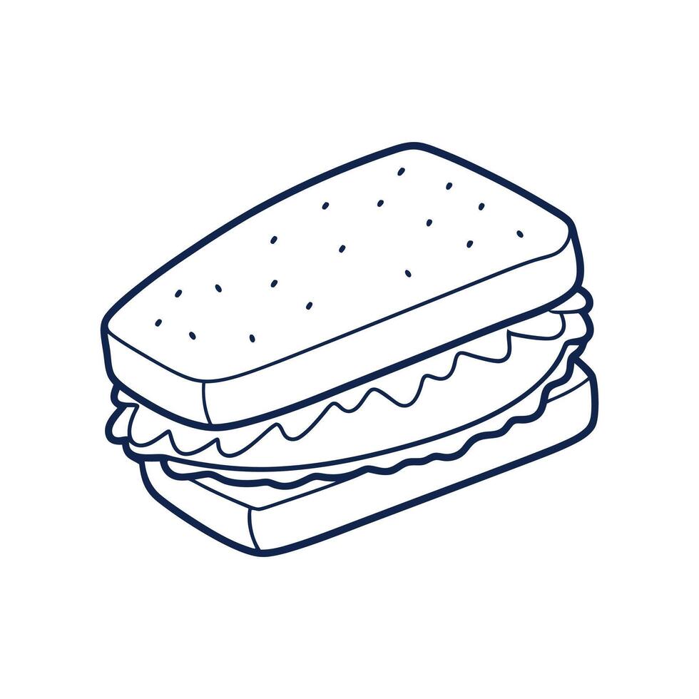 Classic Sandwich Stacks in Linework vector
