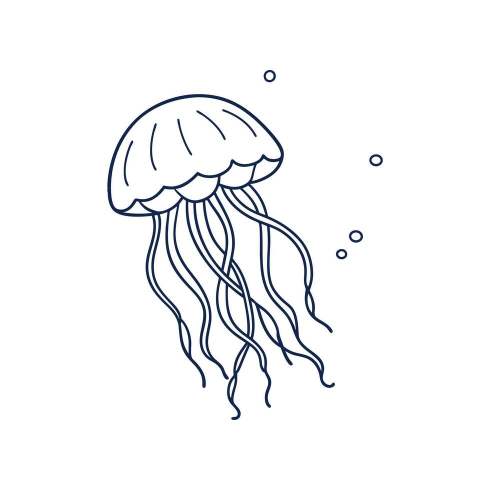Jellyfish line art illustration vector