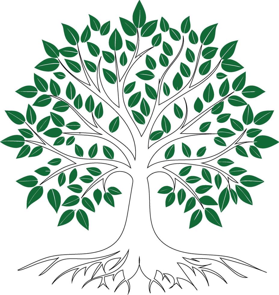 Tree with branches silhouette illustration on white background vector