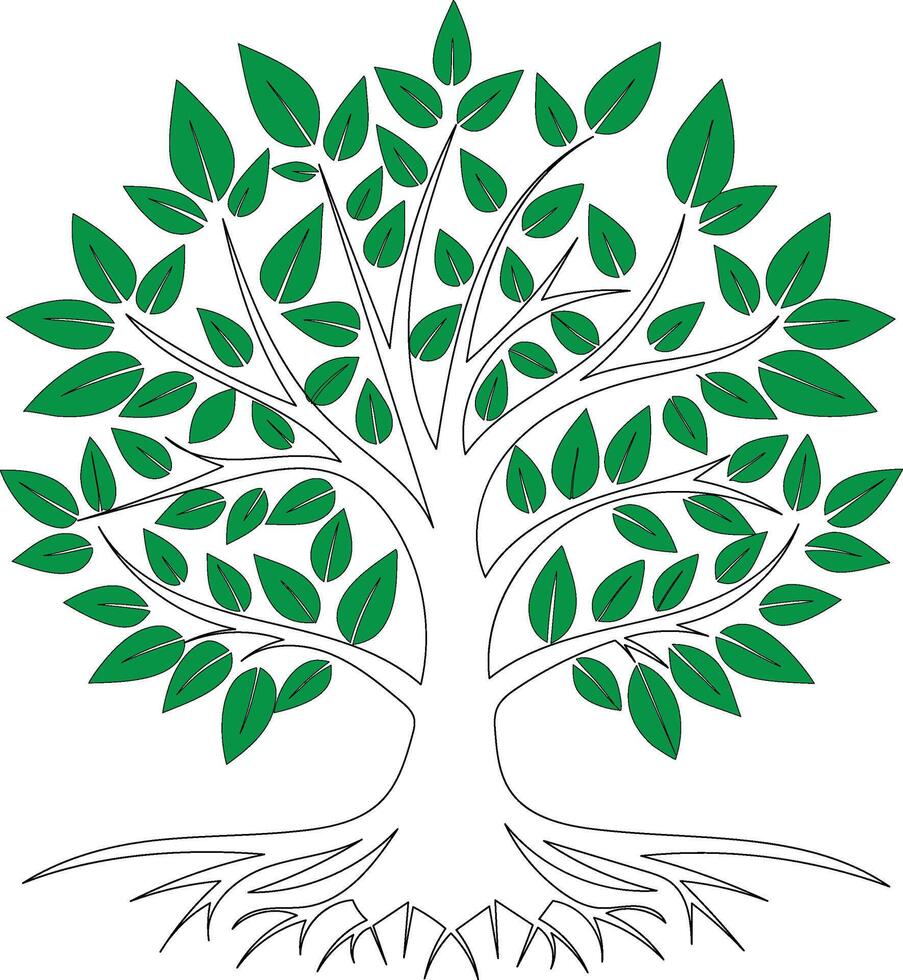 A tree with green leaves that has the word tree on it vector