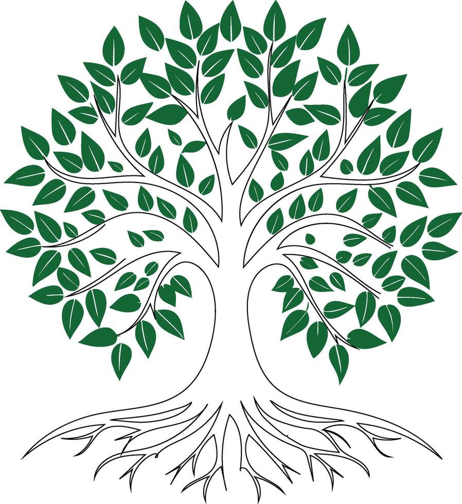 A tree with leaves silhouette vector