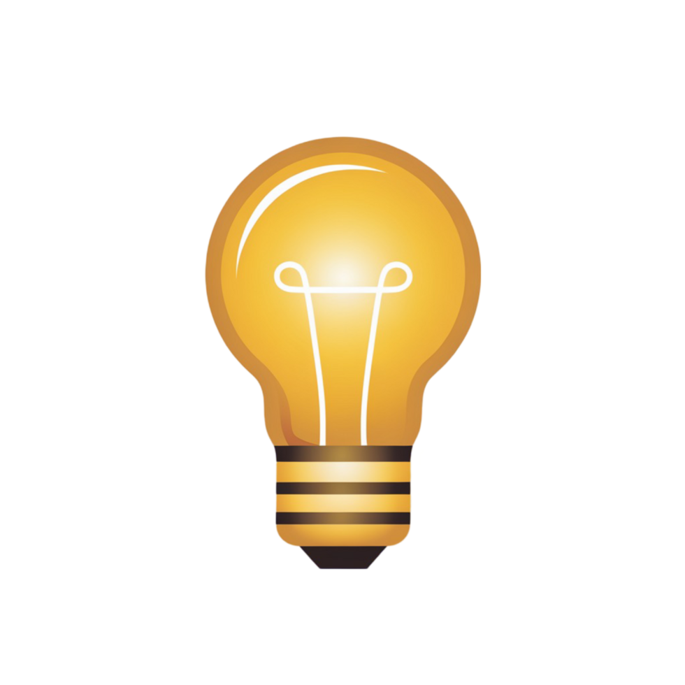Bright Light Bulb Illustration Symbolizing Ideas, Innovation, and Creativity in Modern Design png