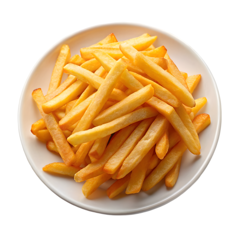 french fries on a plate on a Transparent Background png