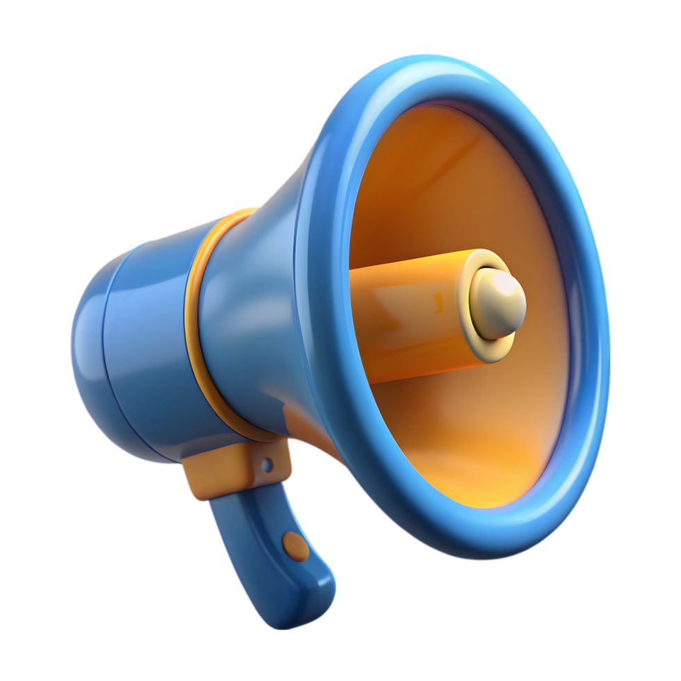 3D Render of a Cartoon Megaphone for Announcement Transparent Background png