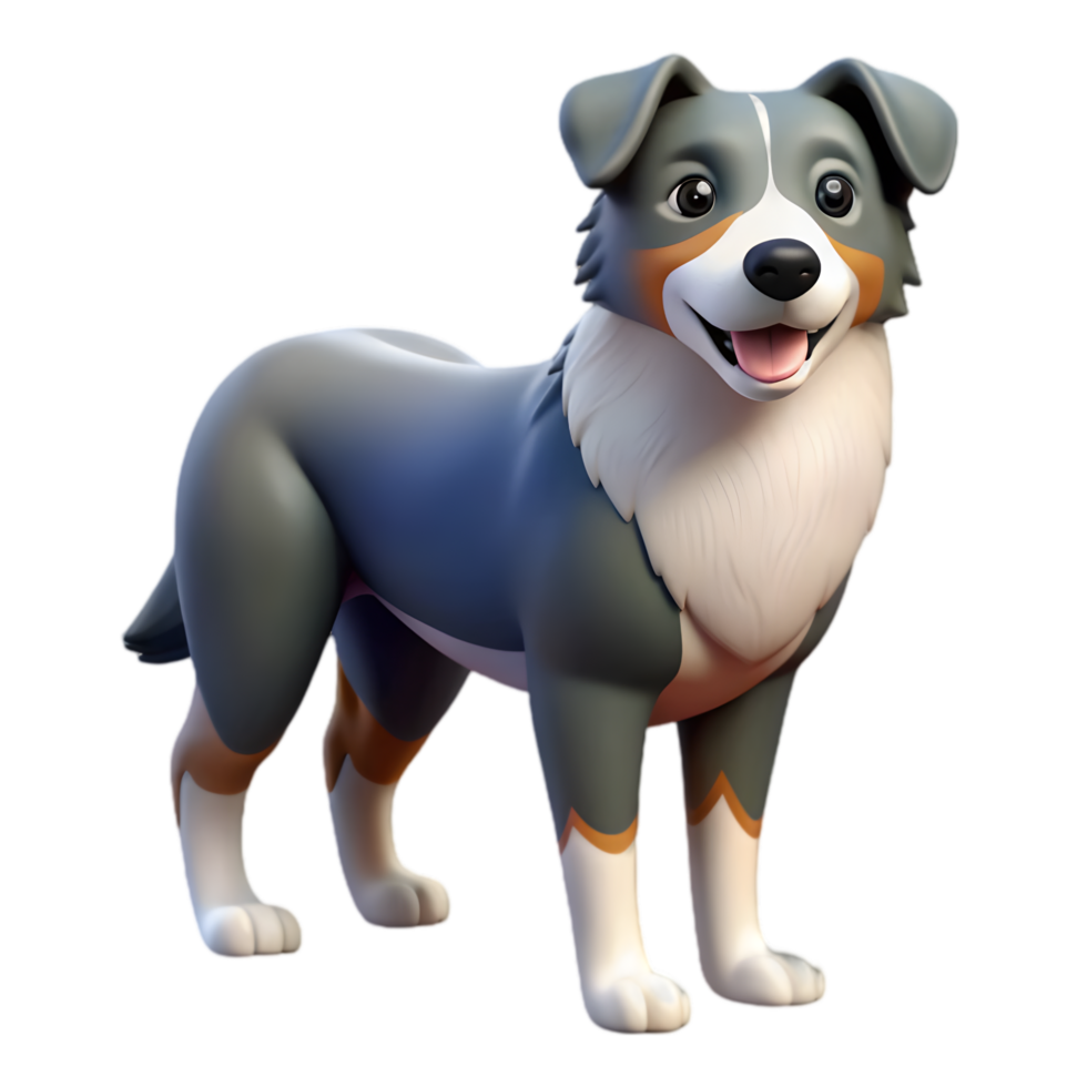 Adorable 3D Render of a Happy Australian Shepherd png