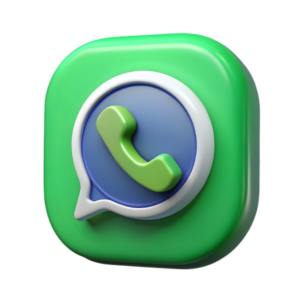 3D Render of a Green and Blue Messaging App Icon Transparent Background png