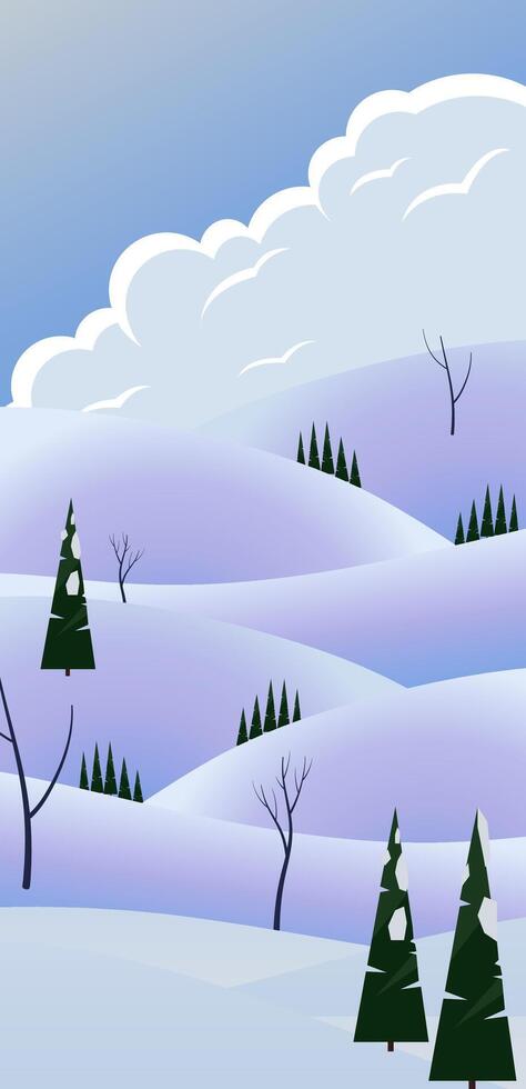 Winter landscape with trees and snow vector