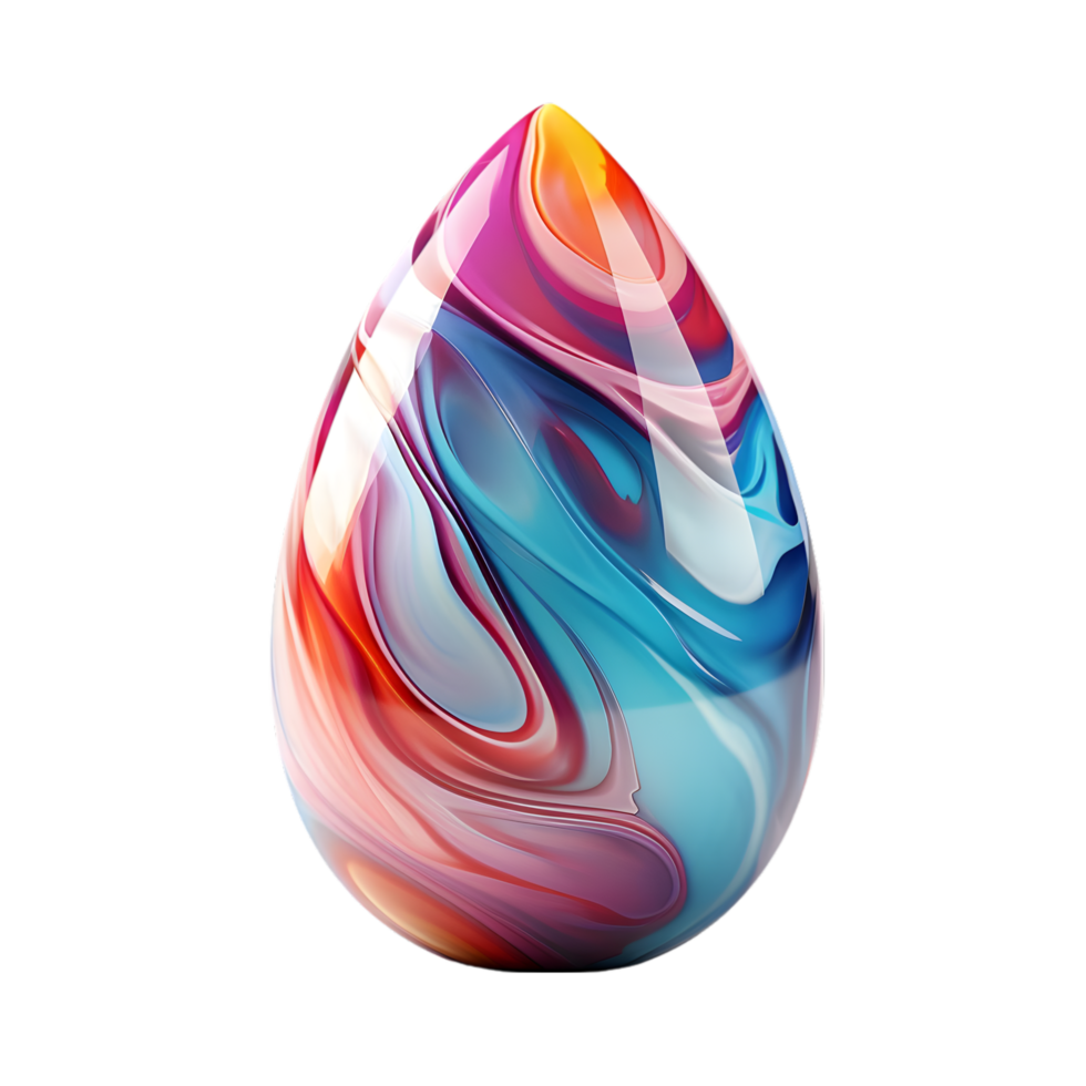 Abstract Colorful Swirl Teardrop Gemstone png