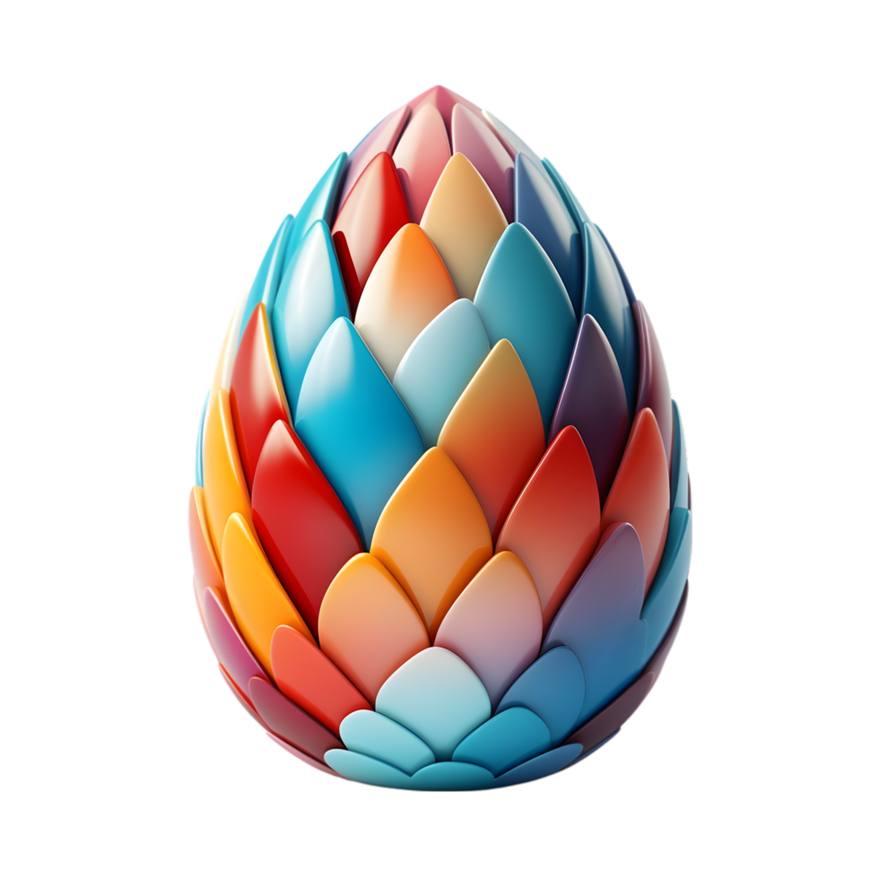 Abstract Colorful Scaled Egg Shape 3D Render png