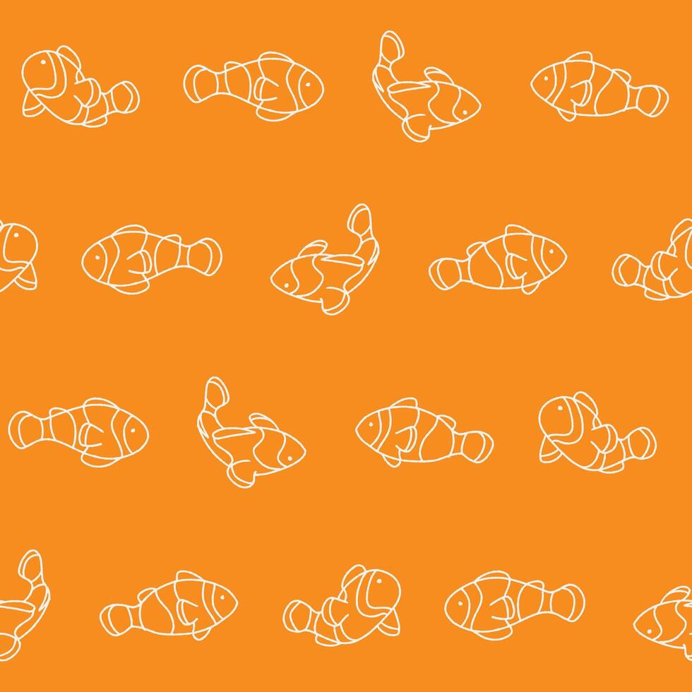 Outline Collection of Clownfish Seamless Pattern illustration Design vector
