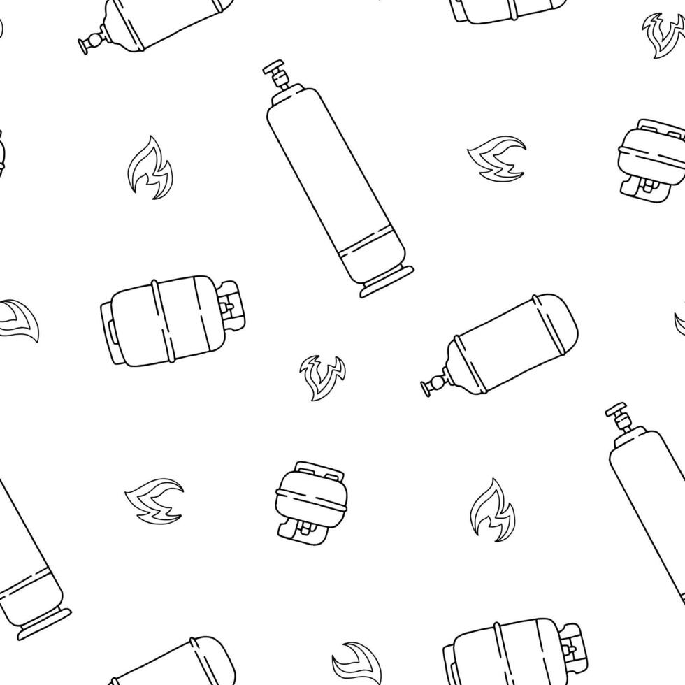 Outline Gas Tank Flame Seamless Pattern illustration for Print, Wallpaper, Decoration. vector