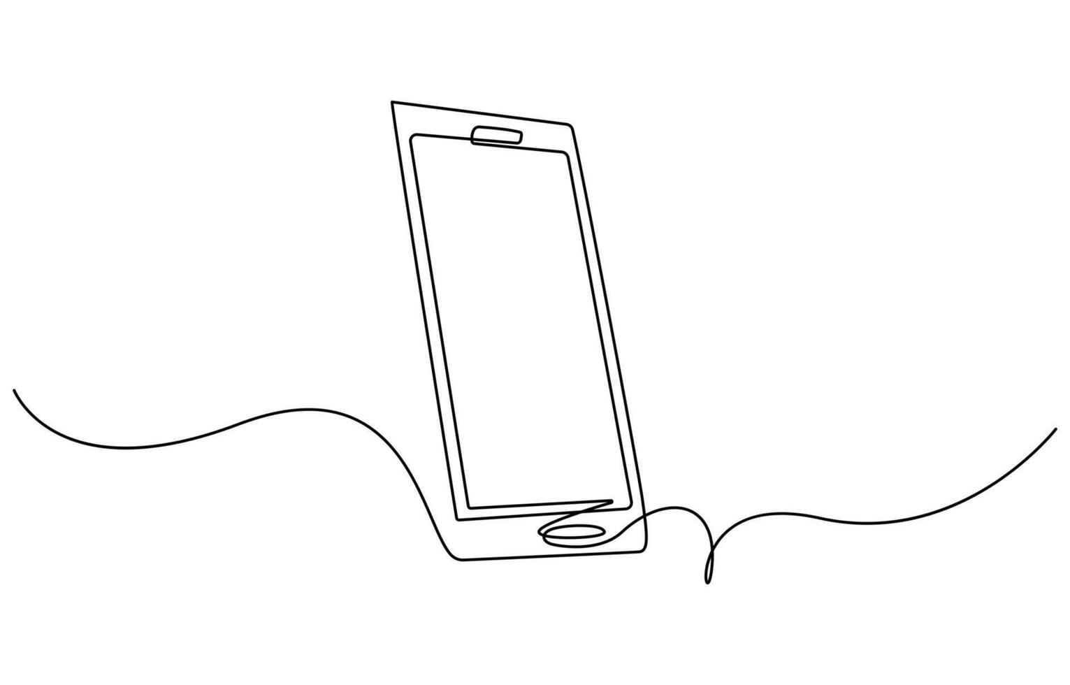 Mobile phone touch screen gadget modern technology design one sketch outline drawing vector