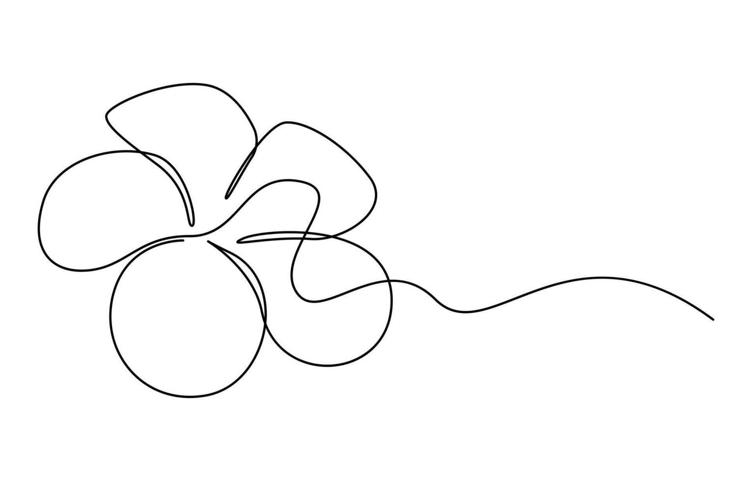 Plumeria flowers in continuous line art vector